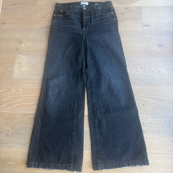 Frame Denim Denim - FRAME Le Baggy Palazzo Black Jeans